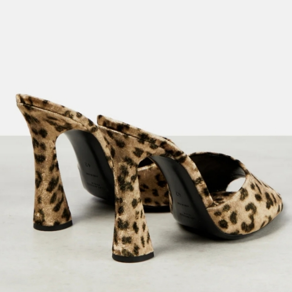 Saint Laurent Suite Heeled Mules in Leopard Velvet Velour - Picture 5 of 15
